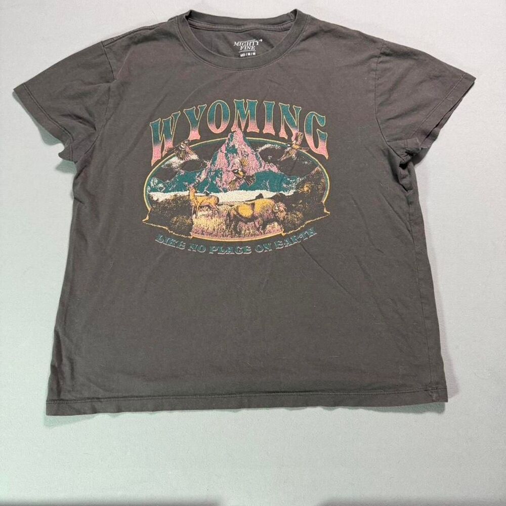 Mighty-fine Women's Grey and Green T-shirt